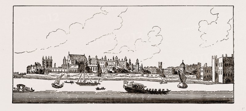 OLD HAMPTON COURT, UK, engraving 1881 - 1884