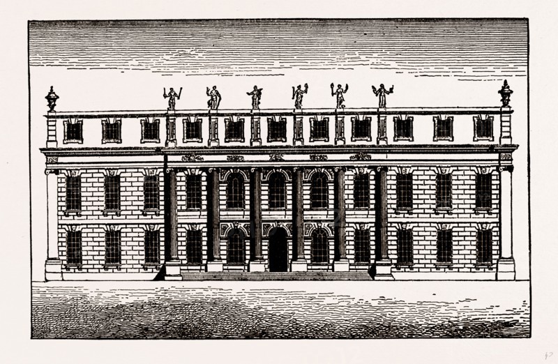 CANONS, ELEVATION OF THE ORIGINAL SOUTH FRONT, UK, engraving 1881 - 1884