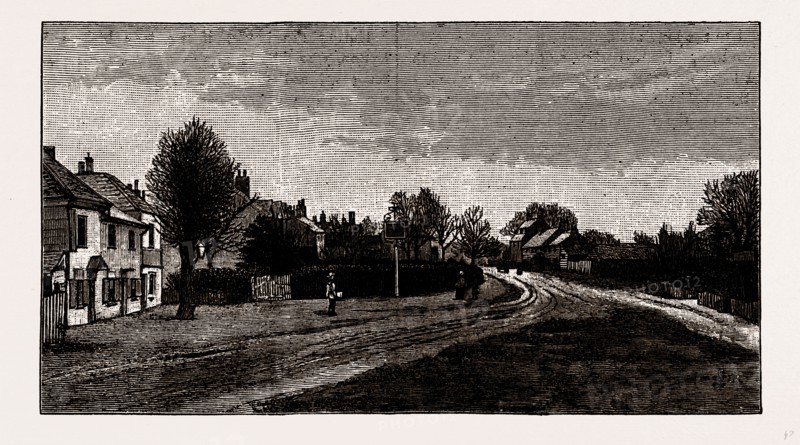 HADLEY GREEN SITE OF THE BATTLE OF BARNET, UK, engraving 1881 - 1884