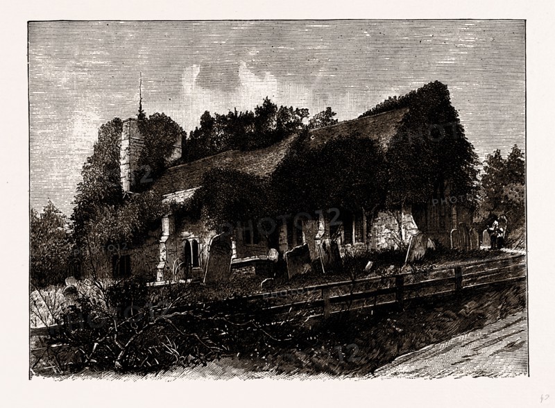 CHINGFORD CHURCH, UK, engraving 1881 - 1884
