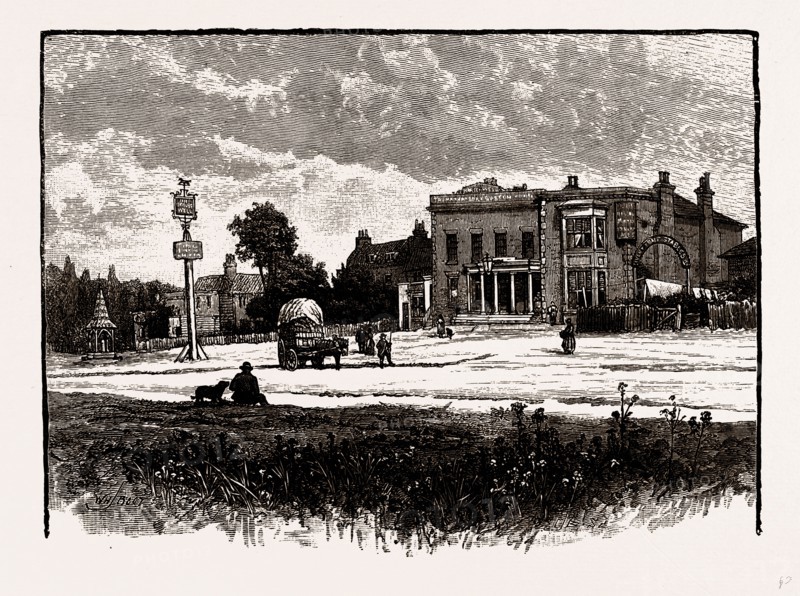 THE " HORSE AND WELL," WOODFORD WELLS, UK, engraving 1881 - 1884