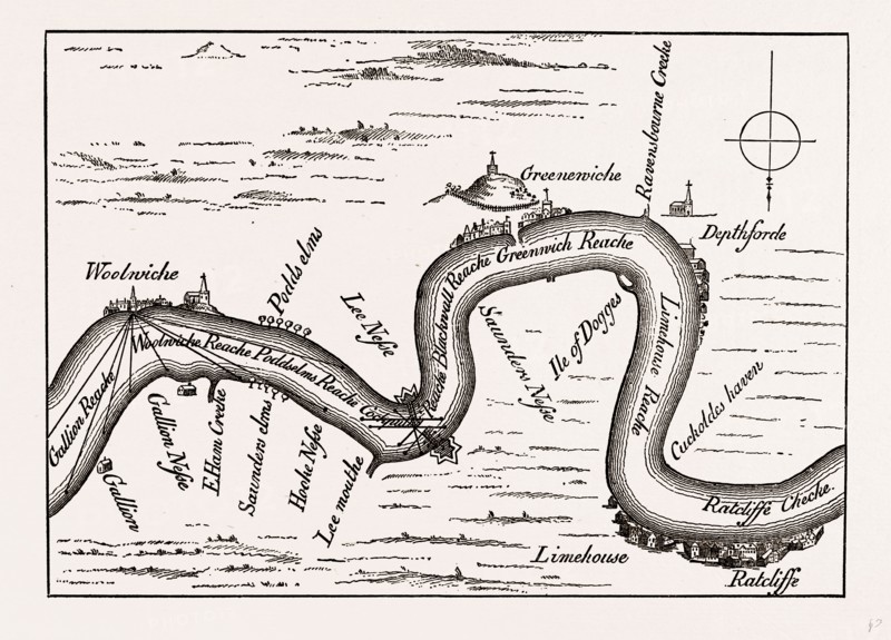 THE THAMES, FROM RATCLIFFE TO WOOLWICH IN 1588, UK