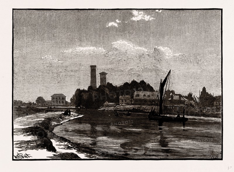 AT LEA BRIDGE, UK, engraving 1881 - 1884