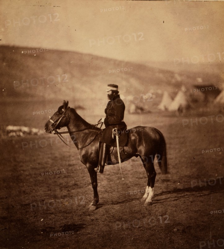 Colonel Shewell, C.B., commanding Hussar Brigade, Crimean War, 1853-1856, Roger Fenton historic war campaign photo