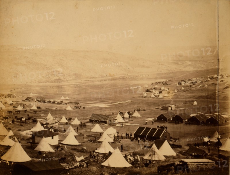 Cavalry camp, looking towards Kadikoi, Crimean War, 1853-1856, Roger Fenton historic war campaign photo