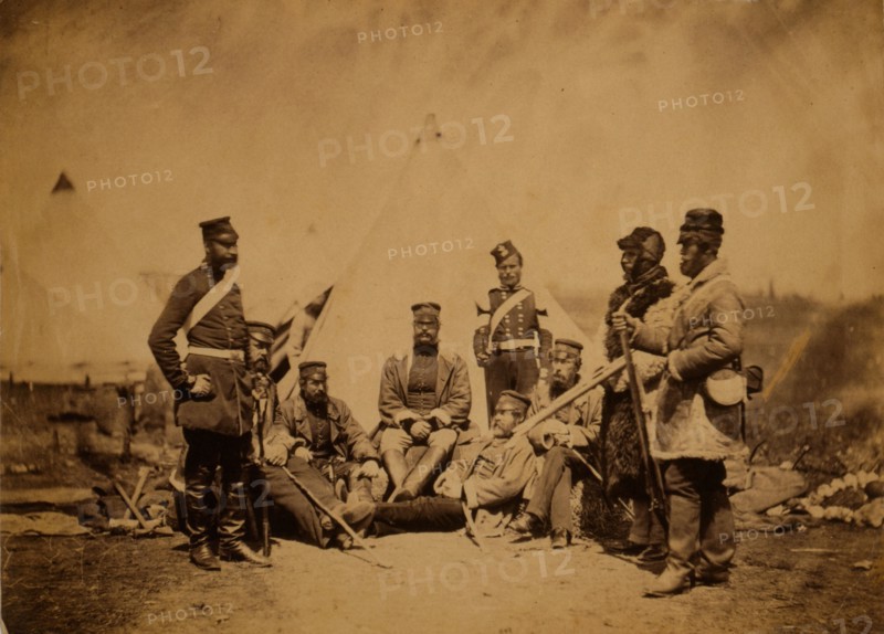 Officers & men of the 89th Regiment Captain Hamley [i.e., Hawley], Captain Skynner, Major Egerton, Major Watson, Major Aylmer, & Captain Cuppage., Crimean War, 1853-1856, Roger Fenton historic war campaign photo