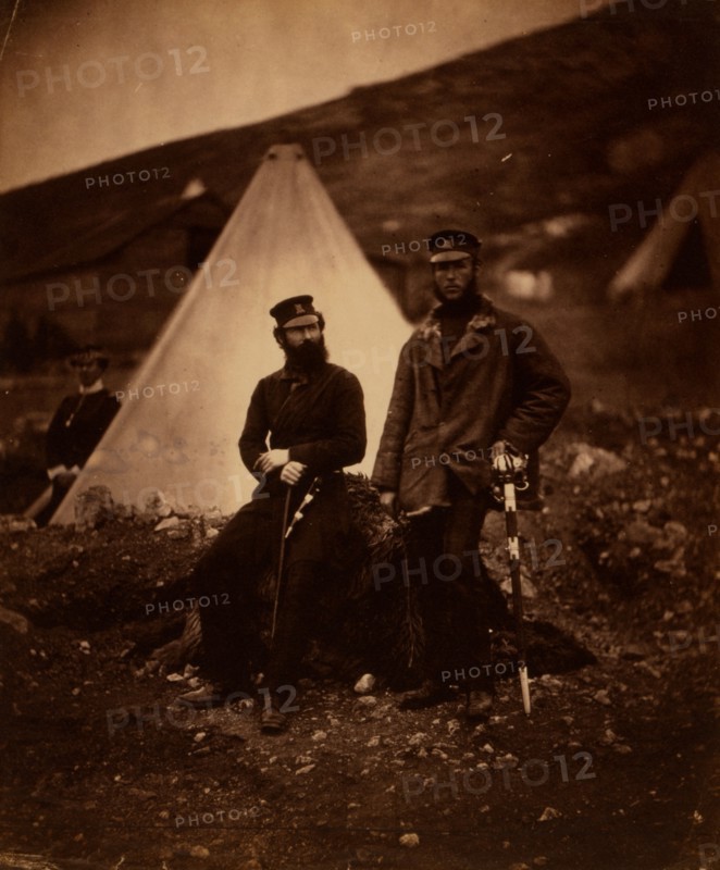 Captain Graham & Captain Macleod, 42nd Regiment, Crimean War, 1853-1856, Roger Fenton historic war campaign photo