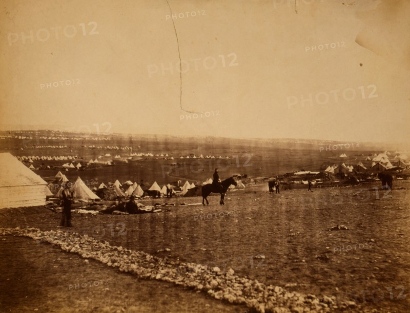 Camps on plateau before Sebastopol, Crimean War, 1853-1856, Roger Fenton historic war campaign photo