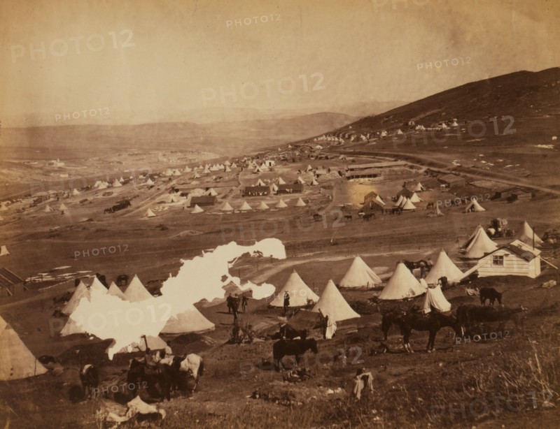 Military camp, Crimean War, 1853-1856, Roger Fenton historic war campaign photo