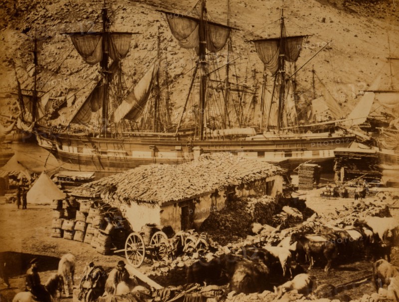 Balaklava harbour, the cattle pier, Crimean War, 1853-1856, Roger Fenton historic war campaign photo