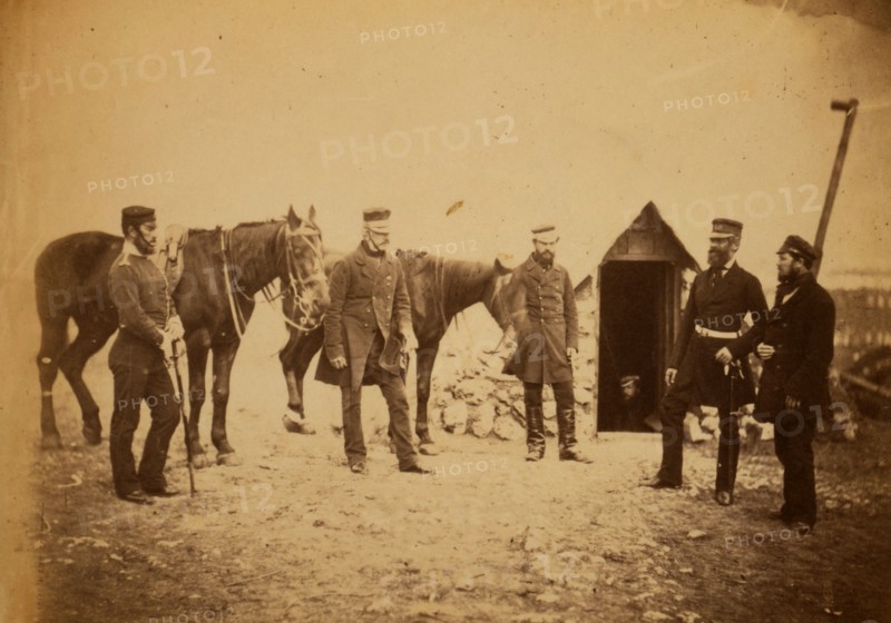Brigadier-General Garrett & officers of his staff, Crimean War, 1853-1856, Roger Fenton historic war campaign photo