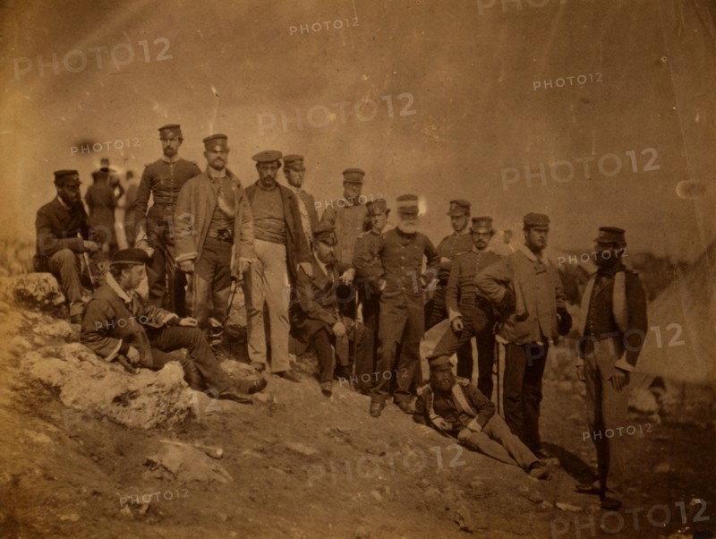Group of officers of the 17th Regiment, Crimean War, 1853-1856, Roger Fenton historic war campaign photo