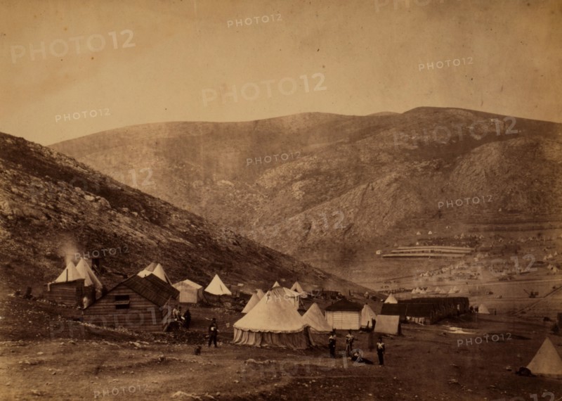 Encampment of the 71st Regiment at Balaclava commissariat camp &c, Crimean War, 1853-1856, Roger Fenton historic war campaign photo