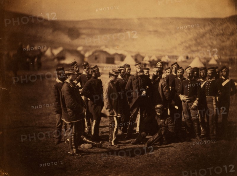 Colonel Doherty, officers & men of the 13th Light Dragoons, Crimean War, 1853-1856, Roger Fenton historic war campaign photo