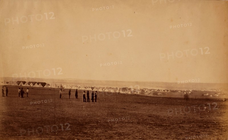Camp of the 3rd Division, French tents in the distance, Crimean War, 1853-1856, Roger Fenton historic war campaign photo