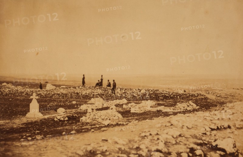 The cemetery, Redoubt des Anglais & Inkerman in the distance, Crimean War, 1853-1856, Roger Fenton historic war campaign photo