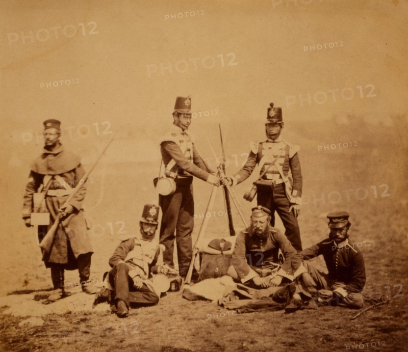 Piling arms, Crimean War, 1853-1856, Roger Fenton historic war campaign photo