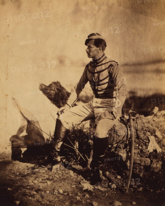 Captain Thomas, aide-de-camp to General Bosquet, Crimean War, 1853-1856, Roger Fenton historic war campaign photo