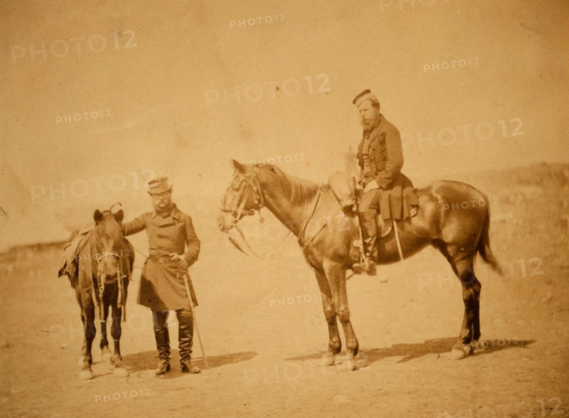 Colonel Adye & Captain Whitmore, Crimean War, 1853-1856, Roger Fenton historic war campaign photo