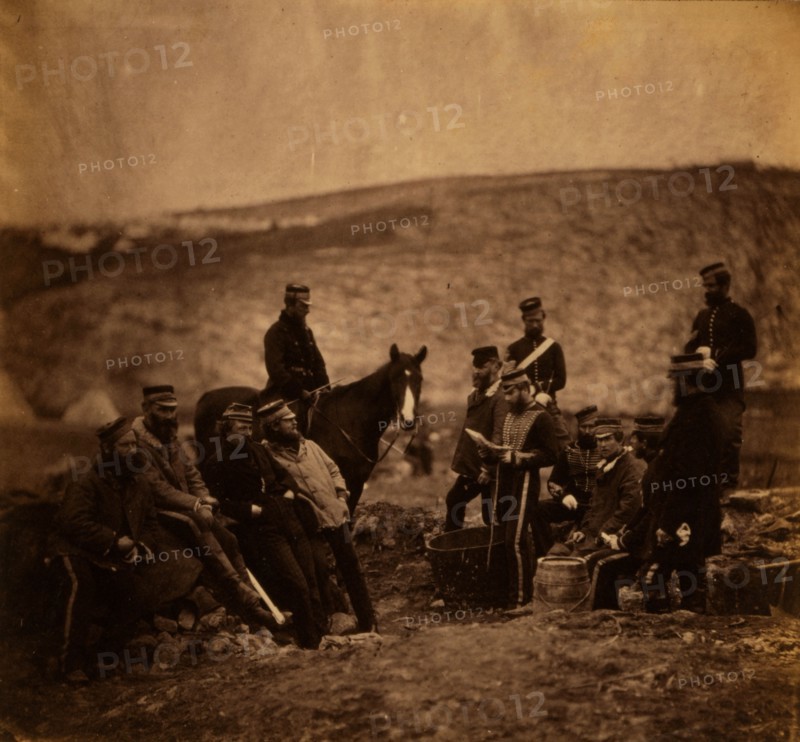 Group of officers, 8th Hussars, Crimean War, 1853-1856, Roger Fenton historic war campaign photo