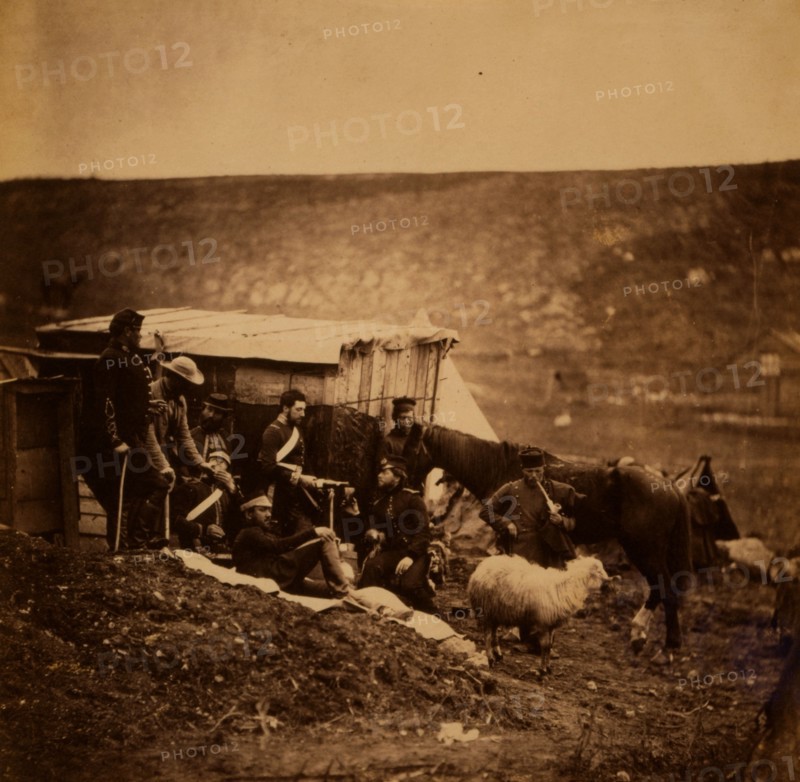 Group of 4th Dragoon Guards, Crimean War, 1853-1856, Roger Fenton historic war campaign photo