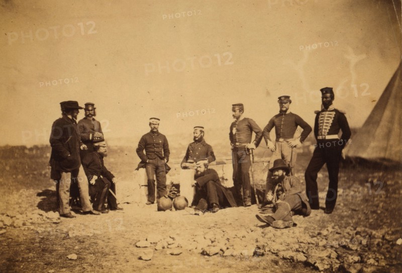 Lieutenant-General Sir John Campbell & group of officers, Crimean War, 1853-1856, Roger Fenton historic war campaign photo