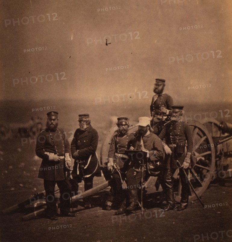 Captain Barlow, Captain Trevor, Captain Hall, Captain Dwyer, Major Budd, Captain Hammersley, 14th Regiment, Crimean War, 1853-1856, Roger Fenton historic war campaign photo