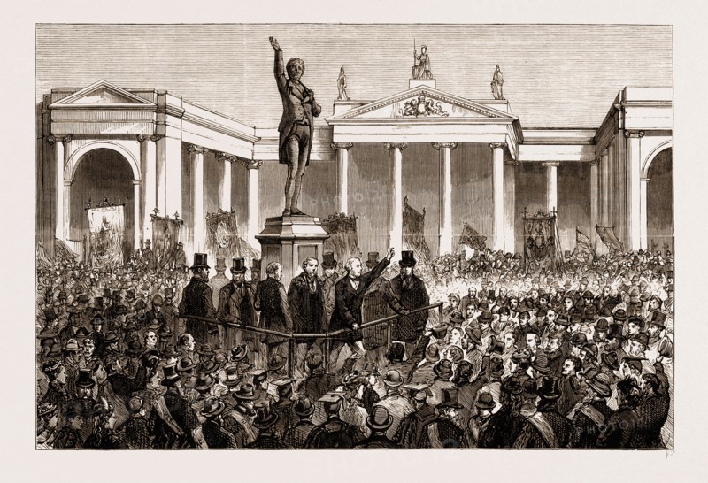 STATUE OF HENRY GRATTAN AT DUBLIN, IRELAND, 1876