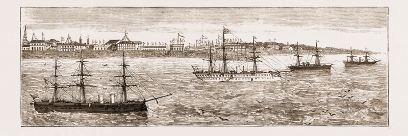 THE PRINCE OF WALES IN INDIA, 1876: MADRAS, THE "SERAPIS" AND "RALEIGH" IN THE ROADS