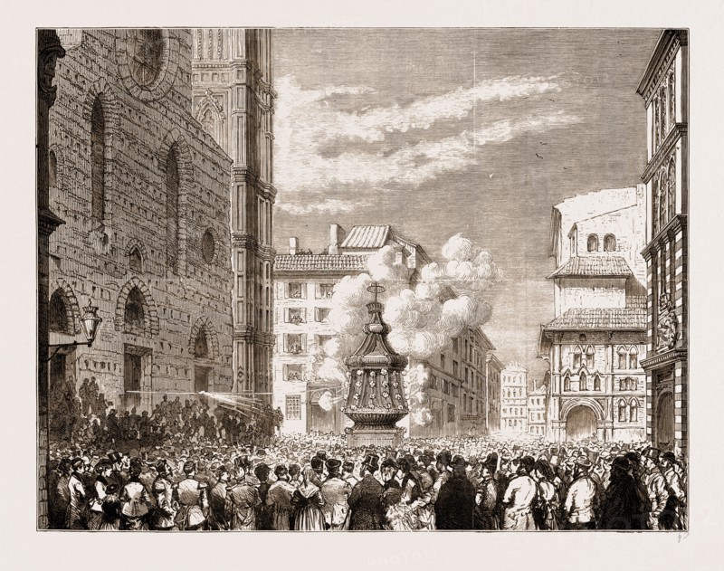 EASTERTIDE CEREMONIES: "LO SCOPPIO DEL CARRO" AT FLORENCE, ITALY, 1876