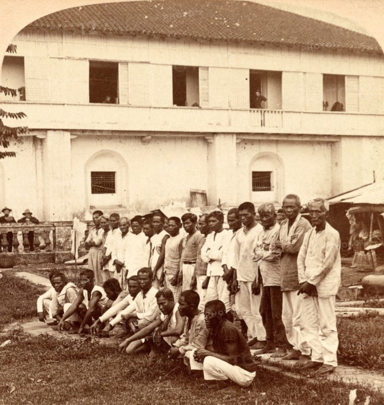 Filipino Prisoners of War at Pasig, Philippines 1899, 19th century, Vintage photography