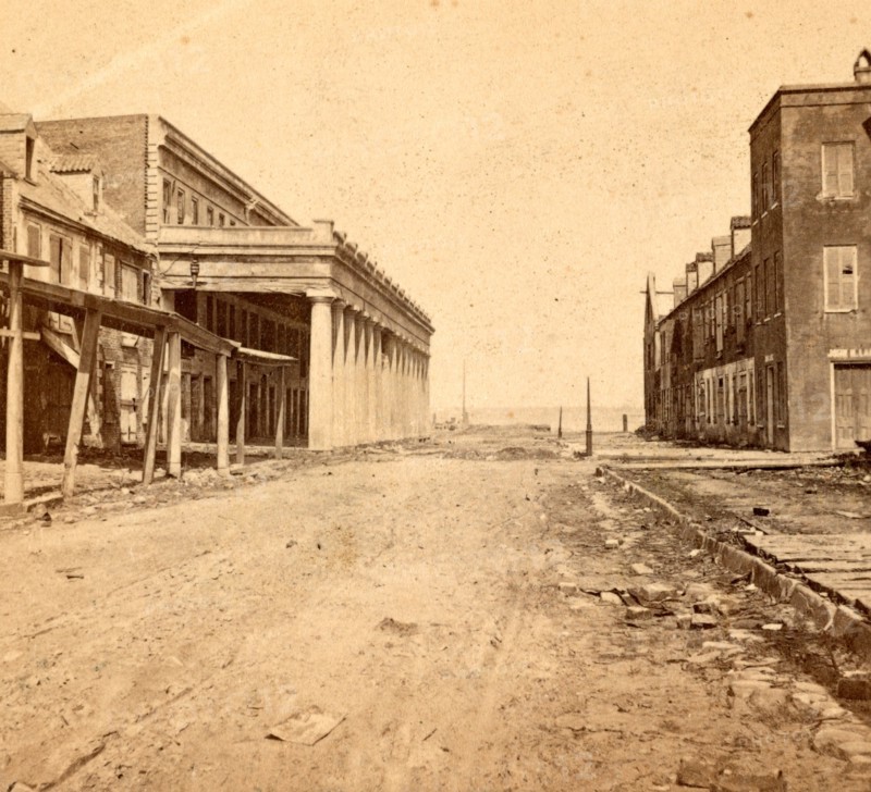 Vendue Range, Charleston, S.C., looking east, from near the corner of East Bay St., USA, US, Vintage photography