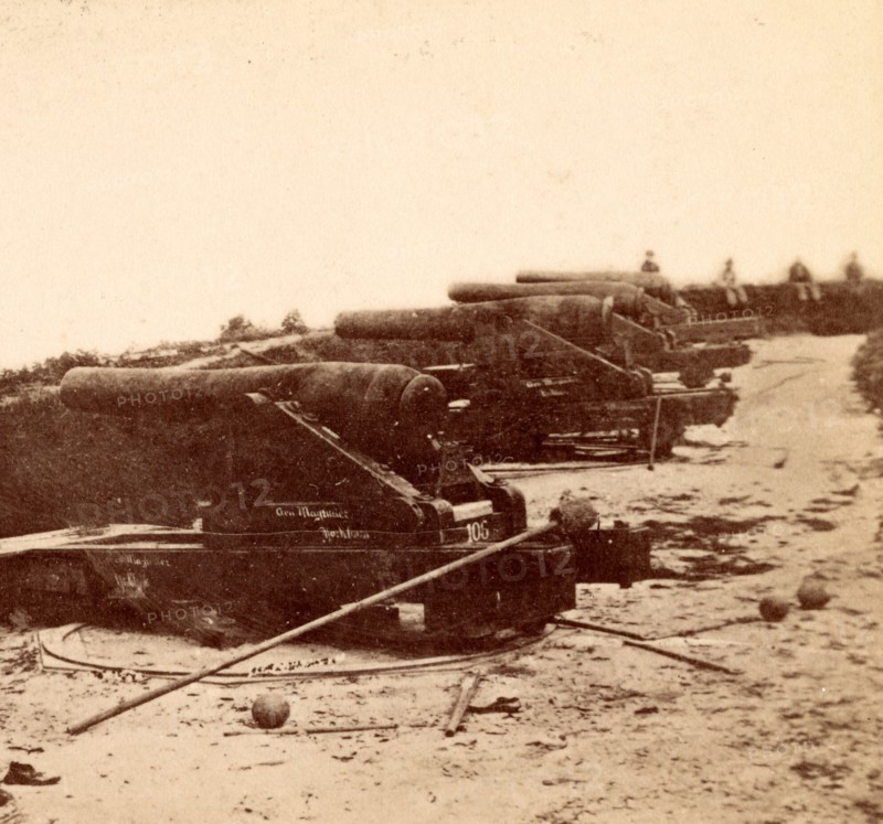 Confederate fortifications, Yorktown, Va., USA, US, Vintage photography