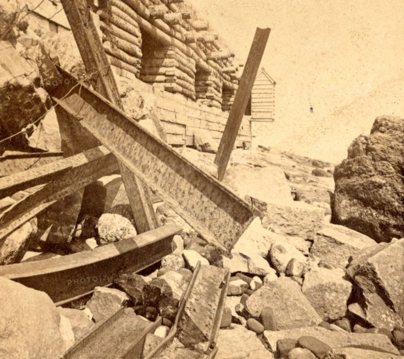 Fort Sumpter (i.e. Sumter), east face, Charleston Harbor, S.C., showing the palmetto works erected to strengthen the fort. Fort Sumter is a Third System masonry sea fort located in Charleston Harbor, South Carolina. The fort is best known as the site upon which the shots that started the American Civil War were fired, at the Battle of Fort Sumter on April 12, 1861. , Vintage photography