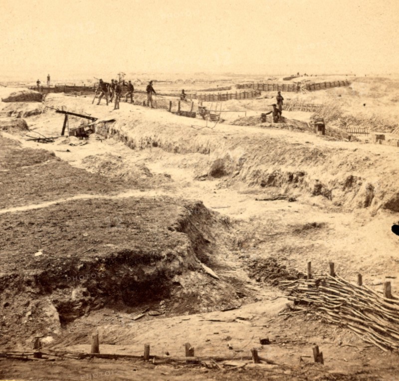 Interior of the rebel works in front of Petersburgh (i.e. Petersburg), Va. View taken April 3, 1865, US, USA, America, Vintage photography