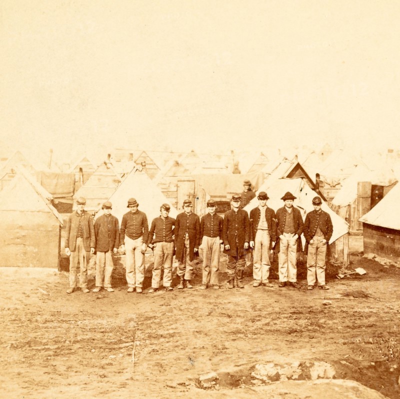 Soldiers' winter quarters, Army of the Potomac. Inside the first line of fortifications, near City Point, Va., US, USA, America, Vintage photography