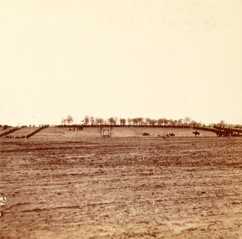 Troops drawn up in Hallow Square to witness an execution, US, USA, America, Vintage photography