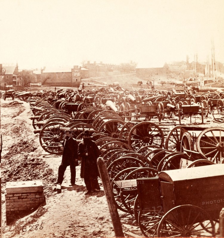 Artillery captured from the rebels, US, USA, America, Vintage photography