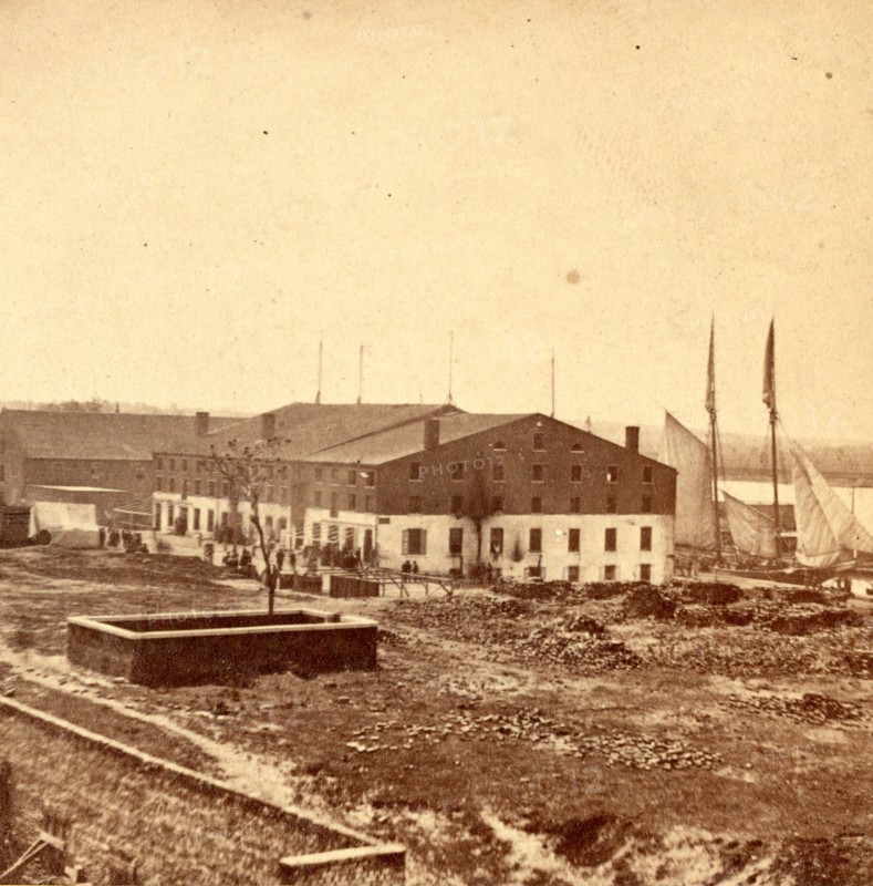 Libbey (i.e. Libby) Prison from Union Hotel, Richmond, US, USA, America, Vintage photography