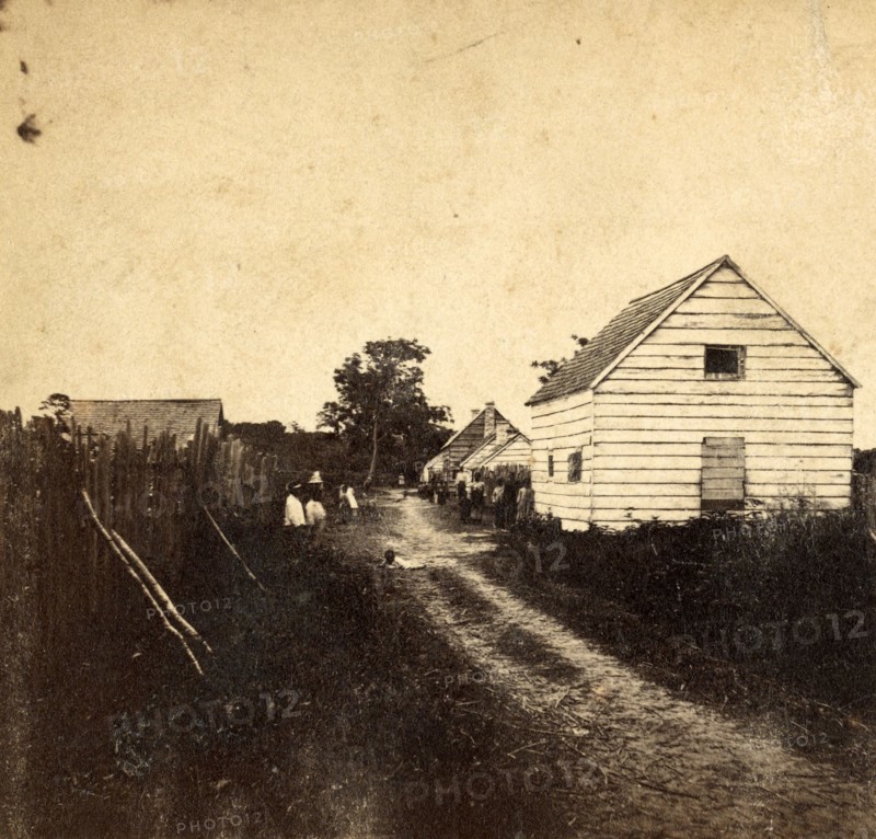 Street and Negro quarters, Retreat Plantation, Port Royal Island, S.C., US, USA, America, Vintage photography