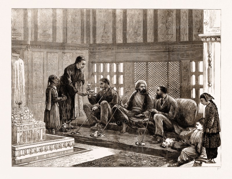 THE EASTERN QUESTION: A MORNING CALL IN A TURKISH HOUSE, ISTANBUL, TURKEY, 1876