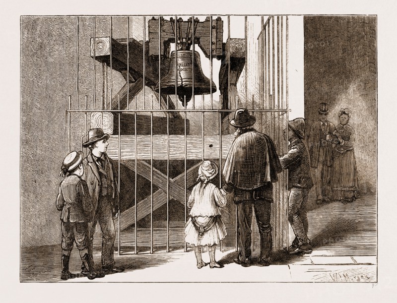 THE AMERICAN CENTENNIAL EXHIBITION, 1876: LIBERTY BELL, US, U.S., USA, U.S.A., UNITED STATES, UNITED STATES OF AMERICA, AMERICA