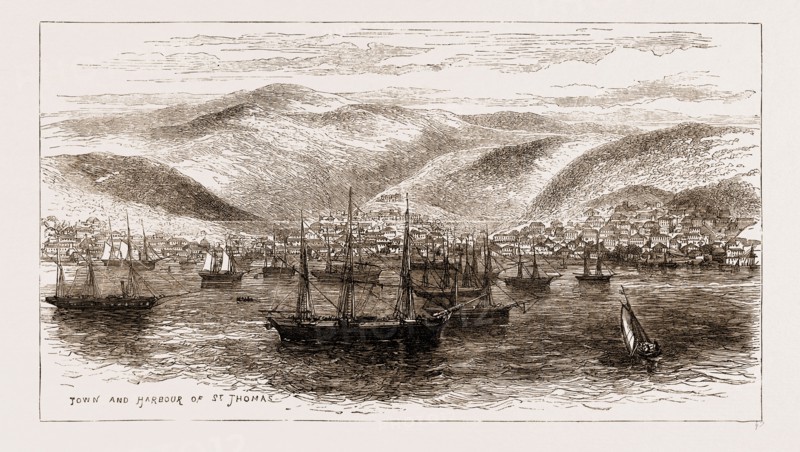 A VISIT TO THE WEST INDIES, 1876: TOWN AND HARBOUR OF ST. THOMAS
