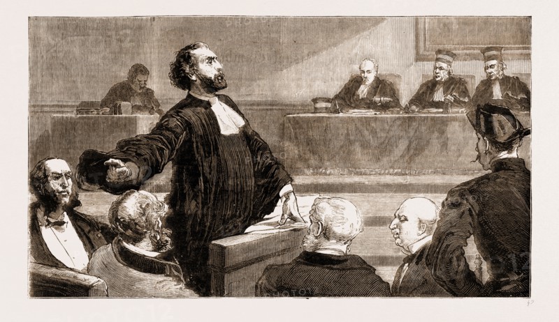 M. GAMBETTA PLEADING FOR DELESCLUZE AT THE "BAUDIN TRIAL," NOVEMBER 14, 1868