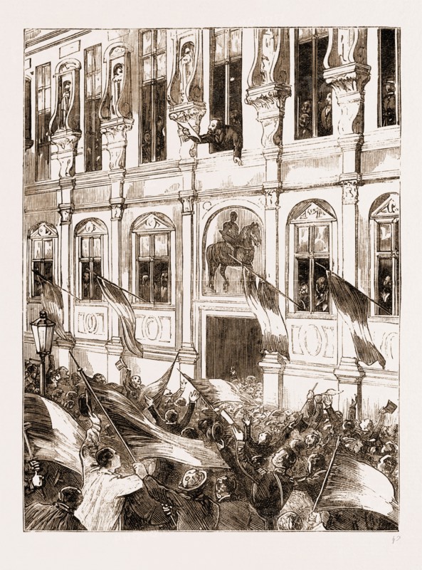 M. GAMBETTA PROCLAIMING THE DEPOSITION OF NAPOLEON III. AND THE ESTABLISHMENT OF THE REPUBLIC FROM THE HOTEL DE VILLE, PARIS, FRANCE, SEPT. 4, 1870