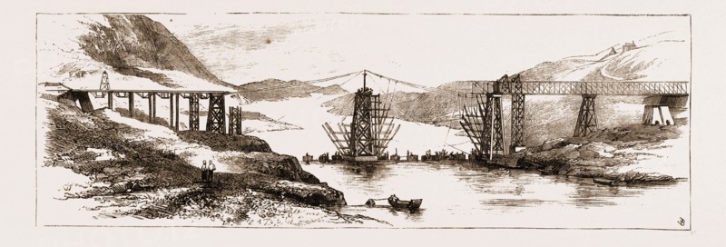 THE TOUR OF THE VICEROY OF INDIA IN THE PUNJAUB: THE NEW BRIDGE OVER THE INDUS AT ATTOCK NEARLY COMPLETED, 1883