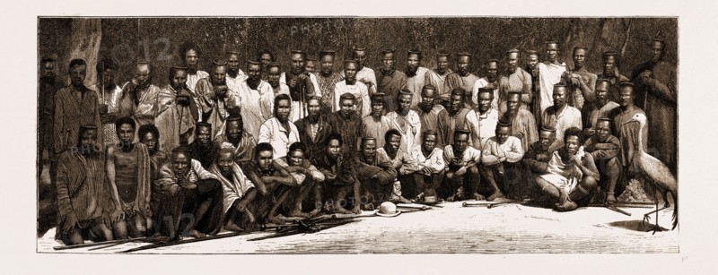 THE RESTORATION OF CETAWAYO: CHIEF DUNN'S MEN: PART OF THE ZULU DEPUTATION OF 1,600 WHO CAME IN TO ASK FOR THE RETURN OF THE KING, 1883