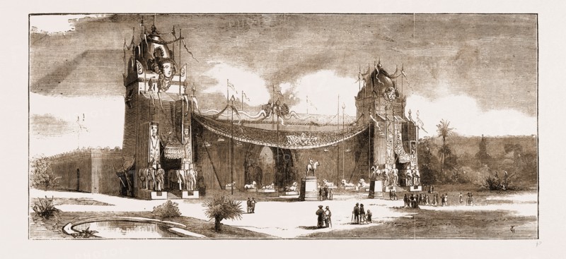 THE BUILDING OF THE INTERNATIONAL COLONIAL EXHIBITION TO BE OPENED AT AMSTERDAM NEXT MAY, THE NETHERLANDS, 1883