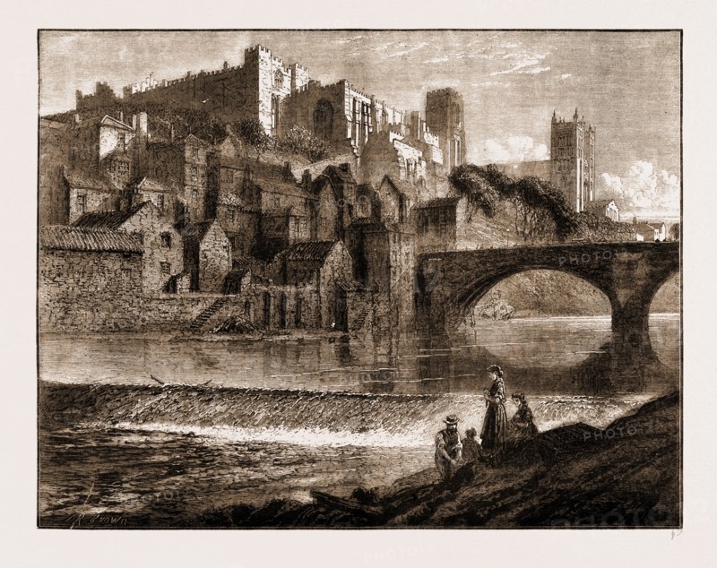 THE CASTLE AND CATHEDRAL, AND FRAMWELLGATE BRIDGE OVER THE WEAR, DURHAM, 1883