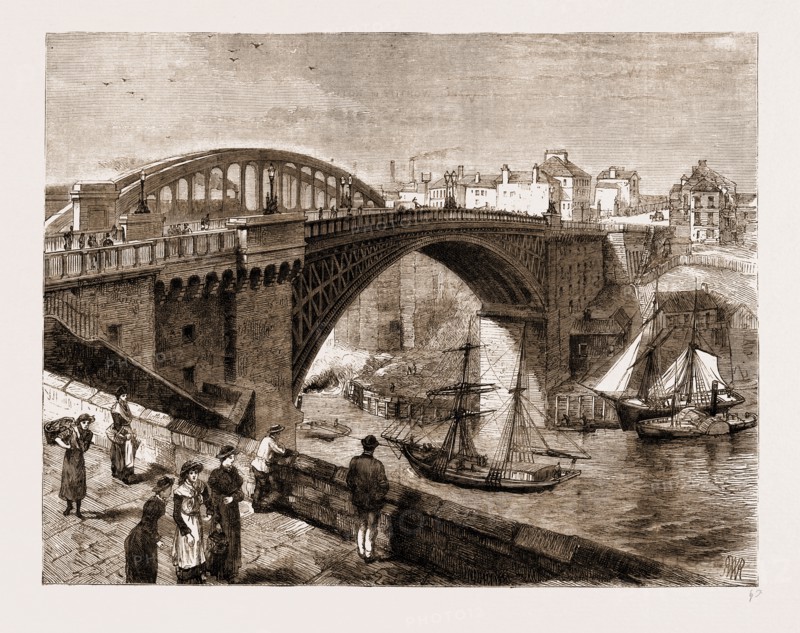 SUNDERLAND BRIDGE OVER THE WEAR, UK, 1883